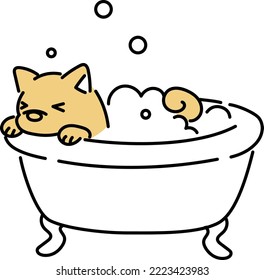 dog taking a bath vector illust