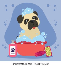 dog taking a bubble bath cartoon