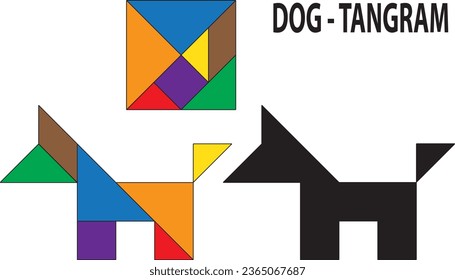 Dog Tangram Puzzle. Education and Creativity.