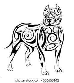 Tatuaje de perro con Elementos de estilo étnico