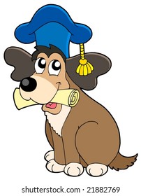 Profesora de perro en sombrero - ilustración vectorial.
