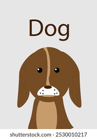 dog text, brown dog on a gray background,