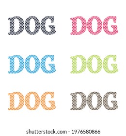 Dog Text With Paw Pattern. Dog Text With Paw Texture Logo Template
