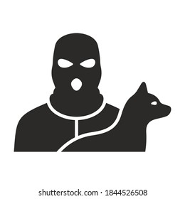 Dog Theft Icon. Stolen Dog. Lost Dog. Missing Pet. Vector Icon Isolated On White Background.
