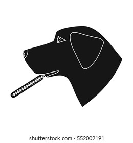 Dog with thermometer icon in black style isolated on white background. Veterinary clinic symbol stock vector illustration.