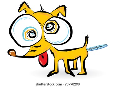 dog with thermometer. vector illustration.