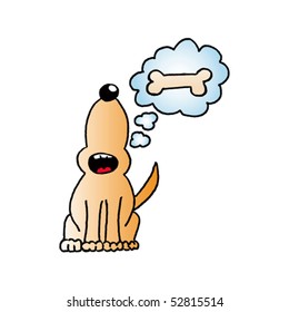Dog thinking about a bone, vector illustration