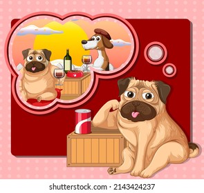 A dog thinking with callouts illustration