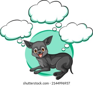 A dog thinking with many callouts illustration