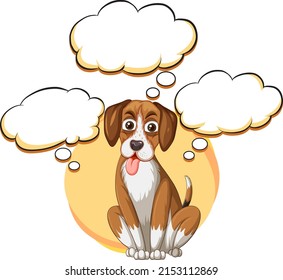 A dog thinking with many callouts illustration