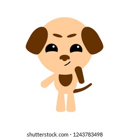 Dog thinks. Cute cartoon character. White background. Flat design puppy. Vector illustration