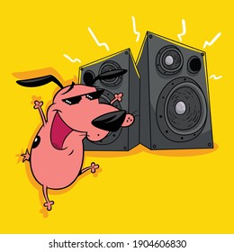 dog thug life istening hard music illustration design vector