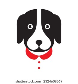 dog tie business pets head mascot cartoon minimal modern logo vector icon illustration