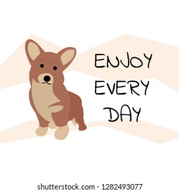 dog with title enjoy every day vector illustration for web