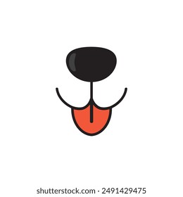Dog tongue smile face icon. Happy puppy cat tongue face mouth cartoon cute animal vector icon