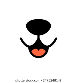 Dog tongue smile face icon. Happy puppy cat tongue face mouth cartoon cute animal vector icon