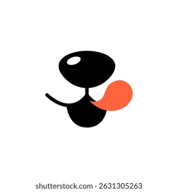 Dog tongue smile face icon. Happy puppy cat tongue face mouth cartoon cute animal vector icon