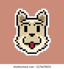 Dog Tounge Out In Pixel Art Design