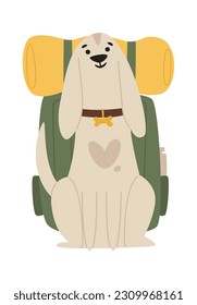 Perro Con Mochila Turística Ilustración Vector