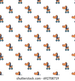 Dog toy on wheels pattern in cartoon style. Seamless pattern vector illustration