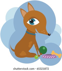 Dog with toys