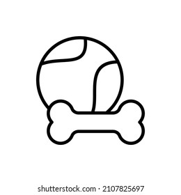 Dog toys thin line icon: ball and bone. Modern vector illustration for pet shop.