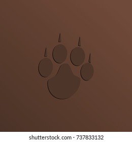 Dog trace, footprint with claws.