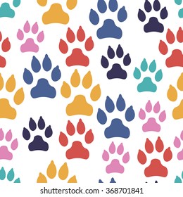 Dog track seamless pattern isolated on white background. Vector illustration.