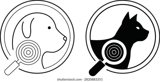 Dog tracking and animal identification vector illustration