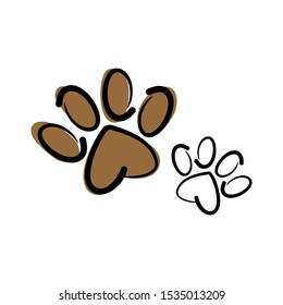 Dog tracks on a white background