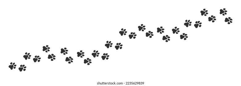 Dog tracks, trail of animal tracks. Vector illustration on white background.