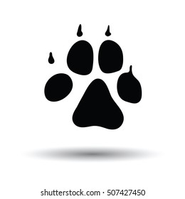 Dog trail icon. Black background with white. Vector illustration.
