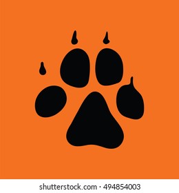 Dog trail icon. Orange background with black. Vector illustration.