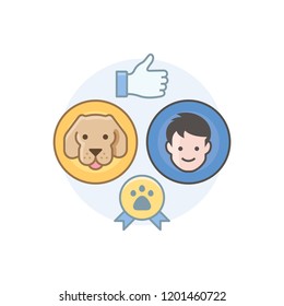 Dog and trainer with awards