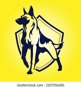 dog trainer logo, k9 police dog, k9 german shepherd mascot logo vector