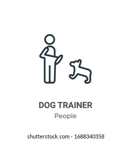 Dog trainer outline vector icon. Thin line black dog trainer icon, flat vector simple element illustration from editable people concept isolated stroke on white background