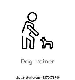 dog trainer vector line icon. Simple element illustration. dog trainer outline icon from people concept. Can be used for web and mobile
