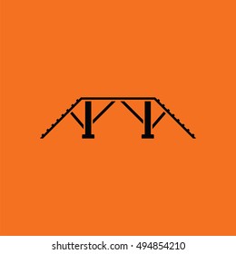 Dog training bench icon. Orange background with black. Vector illustration.