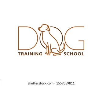 Dog training center icon. Domestic animal or pet behavior. No threat from my side. Professional school logotype. Simple symbol, sign. Editable vector illustration isolated on white background