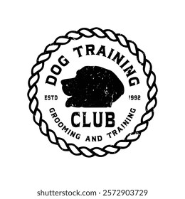 Dog training club stamp circular logo design