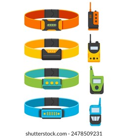 Dog training collars vector cartoon set isolated on a white background.