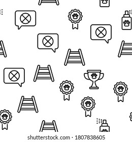 Dog Training Equipment Vector Seamless Pattern Thin Line Illustration