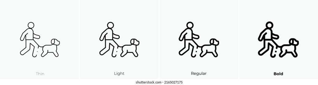 Hundeübungssymbol. Lineares Zeichen einzeln auf weißem Hintergrund. Vektorgrafik.