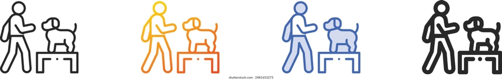dog training icon.Thin Linear, Gradient, Blue Stroke and bold Style Design Isolated On White Background