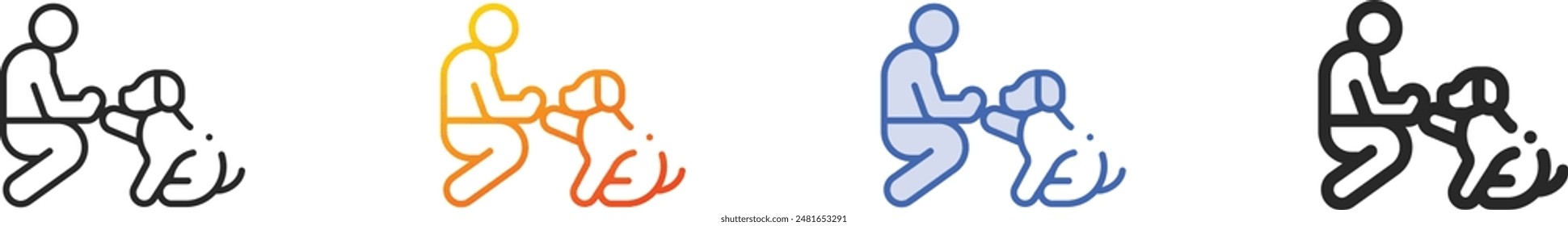 dog training icon.Thin Linear, Gradient, Blue Stroke and bold Style Design Isolated On White Background