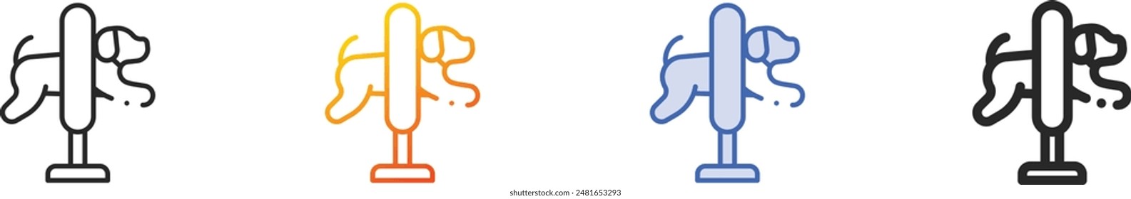 dog training icon.Thin Linear, Gradient, Blue Stroke and bold Style Design Isolated On White Background