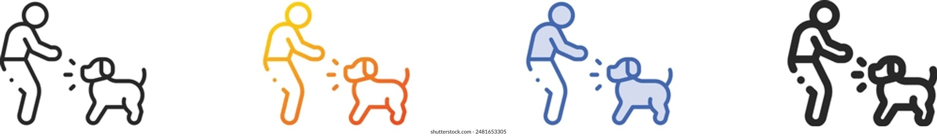 dog training icon.Thin Linear, Gradient, Blue Stroke and bold Style Design Isolated On White Background