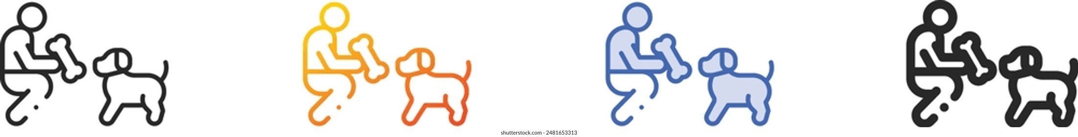 dog training icon.Thin Linear, Gradient, Blue Stroke and bold Style Design Isolated On White Background