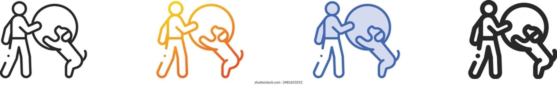 dog training icon.Thin Linear, Gradient, Blue Stroke and bold Style Design Isolated On White Background