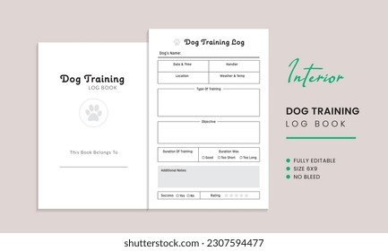 Dog Training Log Book Kdp Interior Template